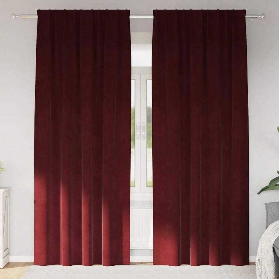 vidaXL Verdunkelungsvorhänge 2 Pcs Weinrot 140 X 260 Cm Samt - Một cỡ - Xem 1