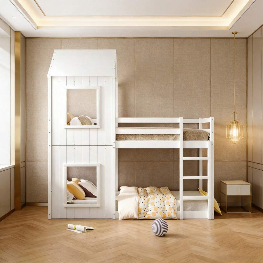 Kids Bed Frames, Headboards & Footboards - White + Pine + 90cm*200cm - View 1