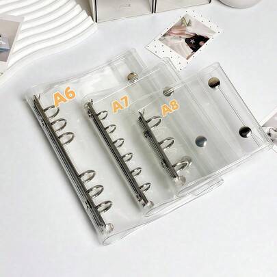 1pc A6/A7 Size Dual Snap Loose-Leaf Planner, Durable PVC Soft Film Loose-Leaf Notebook, Transparent Card Sleeve Planner, Transparent Sticker Book, Photo Sleeves, Photo Album, Budget Planner, Diary, Notebook, Office Supplies, Suitable For School And Office Use, Back To School Season