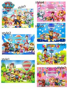 Paw Patrol 1件装卡通汪汪队生日背景幕布，节日派对装饰，场景布置道具，汪汪队卡通生日横幅，完美派对装饰，惊喜礼物，适合粉丝节日派对装饰，送给朋友的最佳节日礼物，派对氛围装饰，完美派对装饰，家居装饰，完美房间装饰，圣诞礼物，情人节礼物，理想的朋友生日庆祝礼物，纪念品，女士纪念品，可爱美学 - 彩色 - 查看 2