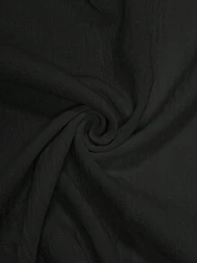 Combinaison élégante et décontractée pour femme grande taille, couleur unie noire, col V, boutonnage simple devant, poches et nœud devant, pour l'été - Noir - Voir 8