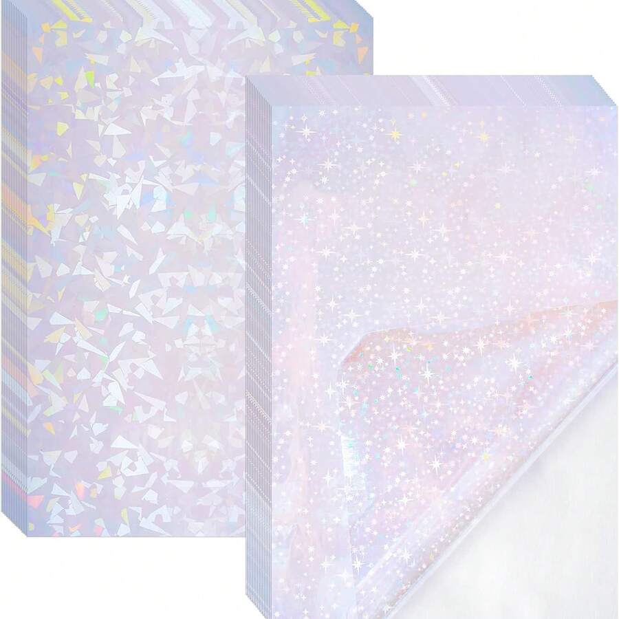 10 hojas de pegatinas de vinilo holográfico tamaño A4, láminas de vinilo holográfico transparente laminadas a prueba de agua, adecuadas para manualidades DIY, tamaño: 8.25 X 11.7 pulgadas
