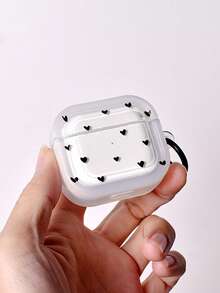 1pc Black Heart Pattern Wireless Bluetooth Earphone Protective Case Compatible With Apple 1/2/3/4, Pro/Pro2/Pro3 - Multicolor - View 7