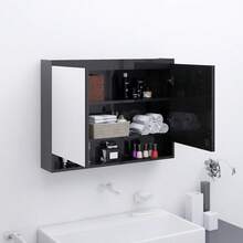 vidaXL Spiegelschrank Für Das Bad 80x15x60 Cm Glänzend Schwarz - Black - View 1