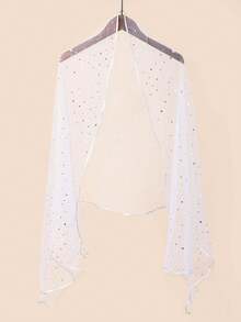 1pc Black Edged Starry Chiffon Scarf, Versatile Fashion Sunscreen Shawl Suitable For All Seasons, Spring/Summer - Apricot - View 10