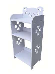 1 pieza mesa de noche de 3 capas, blanca, estante de baño para mesita de noche, adecuada para espacios pequeños, sala de estar, oficina, dormitorio - Blanco - Ver 3