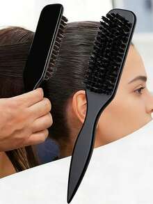 5/1pc Luxury Nylon Brush & Comb Set | All Elegant Hairstyles - Parting/Sectioning/Updo/Braiding/Back Brushing/Detangling/Smoothing | Odorless Gentle Easy To Clean - Multicolor - View 2