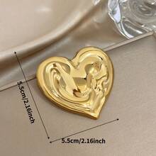 Shiny Heart-Shaped Open Brooch - Gold-Plated Smooth Curved Alloy Brooch Pin, Stylish Romantic Statement Accessory To Elevate Daily & Date Night Looks, Suitable To Wear With Blazers, Dresses, And Valentine's Day Outfits, Pins For Women, Brooches For Ladies - Multicolor - View 7