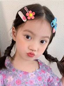 14pcs/Set Girls Pink Heart, Star, Flower Hair Clips, Suitable For Daily Wear Or Party - Pink - View 6