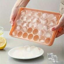 Forma de Gelo Redonda com 33 Grades, Polida e Brilhante, à Prova de Poeira, Adequada para Cozinha Doméstica (Forma de Bola com 33 Grades - Rosa) - Multicolorido - Visão 10