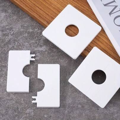 2/4/10pcs Classic Square Self-Adhesive Split Grommet Covers, ABS Waterproof Anti-Rust Decorative Panels, No Drilling High-Aesthetic Covers For Faucet/AC Vent/TV Cable/Wire/Wall Holes, No Power Or Battery Required For Easy Peel And Stick Installation