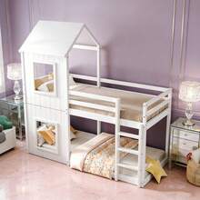 Kids Bed Frames, Headboards & Footboards - White + Pine + 90cm*200cm - View 1
