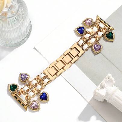 1pc Women's Leather Cord Hanging Strap Stainless Steel Watch Band Suitable For 38/40/41/42/44/45/49mm, Compatible With Apple Watch Bands Ultra/SE/8/7/6/5/4/3/2/1