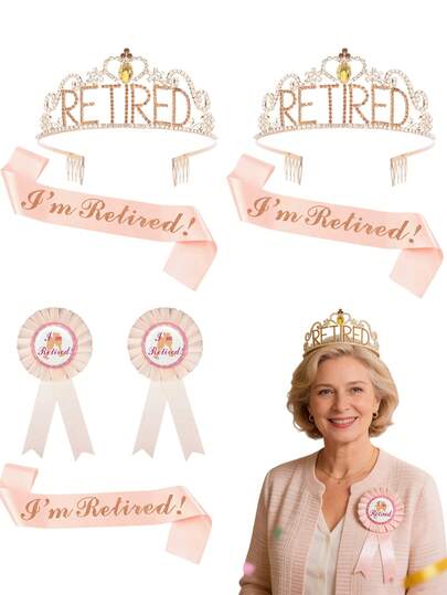 Retirement Crown/Tiara, Retirement Ribbon, I Retired Metal Badge Pin, Retirement Party Decorations, Women/Men Retirement Gift, Women/Men Retirement Gift, Retirement Party Supplies, Gifts, Favors, Farewell Party Decorations