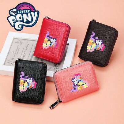  1pc My Little Pony Pink Pony Cute Zipper Wallet Card Holder, Cartoon Character Mini Wallet Card Holder, Portable Card Holder Coin Purse - Ideal Gift For Christmas, Birthday, Valentine's Day, Girls And My Little Pony Fans