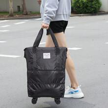 带可拆卸轮子的拉杆旅行包，可扩展女士行李包，可折叠拉杆登机箱，登机箱，男女通用礼品袋 - 彩色 - 查看 5