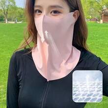 1 Women's Summer Breathable Full-Face Mask With Neck Protection & Attached Sun Hat, Great For Summer Travel - Grey - View 7