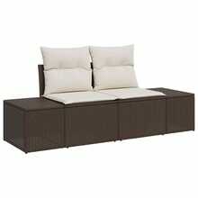 vidaXL Garden Sofa Set With Cushions 9 Pcs Brown And Cream Poly-Rattan - Yellow - View 4