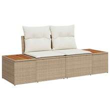 vidaXL 10-Teiliges Gartensofaset Mit Beigen Und Cremefarbenen Kissen, Polyrattan - Beige - Visualizzare 4