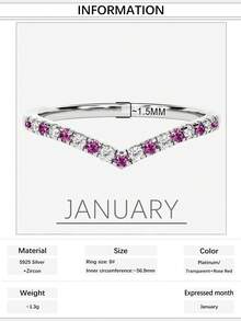1pc Luxury S925 Sterling Silver V-Shaped Vita Chroma Ring With 12 Birthstones, Suitable For Women, Wedding, Gift For Girlfriend, Holiday - V-shaped - View 12