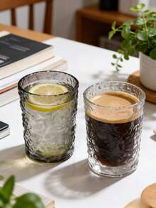 1个带纹理的防碎可重复使用玻璃杯，适用于冰咖啡、柠檬水和鸡尾酒， - 無色 - 查看 3