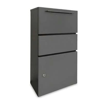 Steel Parcel Mailbox Drop-In Flap 4 Keys Freestanding 82 X 44 X 22 Cm Dark Grey