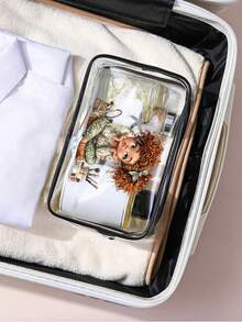 女孩化妝品印花 PVC 化妝包，拉鍊密封 PVC 旅行收納袋，輕量耐褪色化妝與盥洗用品袋，便攜化妝收納盒，易清潔設計，適合母親、老師、朋友、護理師，女性禮品袋，學校假期旅行必備盥洗袋，防水盥洗袋，返校必備，教師節禮物 - 彩色 - 查看 7