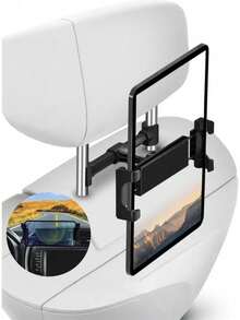 360° Rotating Car Rear Seat Tablet Holder | Adjustable Armrest, Headrest Mount, Fits 14.48-35.56 Cm Devices, Sturdy ABS Material, Red And Black Design - A - View 2