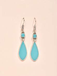 1 Pair Fashionable Minimalist Water Drop Pendant Earrings, Suitable For Daily Commute, Dating, Valentine's Day Gift, Birthday Gift - Baby Blue - View 3