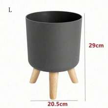 Self Watering Flower Pot With Wood Legs Floor-Standing Flowerpot Plant Modern Container Planter Garden Home For Decoration - As Picture - View 5