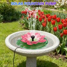 1.5瓦太阳能喷泉泵，带6种不同喷嘴，适用于鸟浴池、户外花园池塘等场所。 - 黑色 - 查看 6