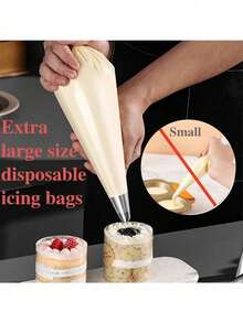 Piping Bags, 100 PCS Clear Disposable Icing Bags, Thickened Non-Slip And Anti-Burst Pastry Bags For Baking And Decorating Desserts Cakes Cookie - Clear - View 2