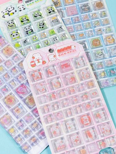 2026新款可爱卡通3D立体闪亮贴纸 | 可重复使用防水贴纸，适用于手机壳、兔子、豚鼠、熊猫等可爱动物，可用于手账装饰、文具装饰、DIY手工、DIY手机壳、DIY笔记本、DIY手工贴纸等。