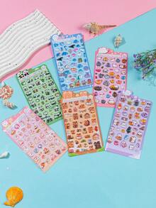 1pc 2026 New Cute Animal Cartoon 3D Epoxy Resin Sticker Set | Phone Case Stickers, Themes Include Marine Animals, Cats, Birds, Bears, Rabbits, Pandas, Etc. Reusable Waterproof Stickers - Multicolor - View 2