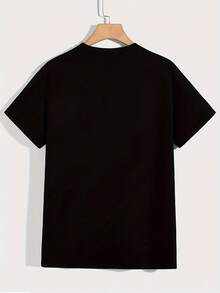 Funny Marshmallow Hug Camping T-Shirt, 180g, Camping Clothes, Casual Wear, Funny Design, Humorous Pattern, Breathable Fabric, Durable T-Shirt, Novelty Top, Printed Style, Gift For Friends, Suitable For Campers And Hiking Enthusiasts - 黑色 - 查看 2