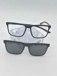 1 Lentes para Graduación 2671 Clips 2 un 1de Imán para ombre quadrado material TR 90 lente anti blu  Liso    Casual  Casual - Rojo - Ver 1