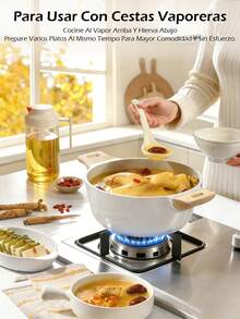 Juego de ollas antiadherentes de 9 piezas. Libre de PFAS, PFOA, plomo y cadmio. Ligero, de calentamiento rápido y uniforme, fácil de limpiar, ultrarresistente, Versátiles ollas de granito aptas para todo tipo de cocinas, incluyendo inducción, gas, eléctricas y vitrocerámica. - Albaricoque - Ver 5