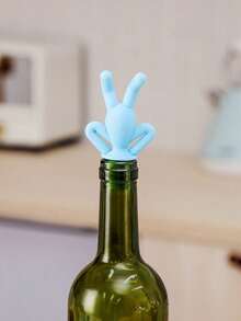 1/2pcs Creative Inverted Silicone Human Shaped Wine/Champagne Bottle Stopper | Leak-Proof Sealing Device Can Be Inverted Without Leakage, Suitable For Restaurants, Homes, Universal Bottle Caps, Interesting Kitchen Decor - Multicolor - View 4