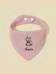 1pc Customized Pattern & Text Baby Drool Bib, Super Soft & Comfortable, Personalized Baby Gift - Multicolor - View 6