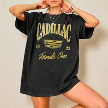 Cadillac F1 Team Retro Style Co Mfort Col Ors Shirt _ Vintage Racing Logo Tee - 黑色 - 查看 1
