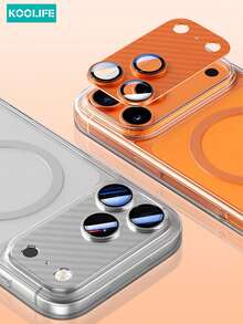 1pc Full Coverage Carbon Fiber Camera Lens Protector, High-Definition Tempered Glass, Easy To Install, Anti-Collision, Waterproof, Shockproof, Anti-Drop, Anti-Scratch, Anti-Fingerprint, Suitable Compatible With IPhone 17/17 Pro/17 Pro Max - Silver - View 5