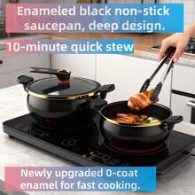 Enamel Soup Pot, Household Cooking Pot, Non-Stick Pot, Stew Meat, Boil Soup, Dual-Ear Stew Pot, Suitable For Gas And Induction Cooktop, Non-Stick Pot, Household Soup Pot, Stew Pot, Pressure Cooker, Induction Cooktop, Gas Cookware - Black - View 1