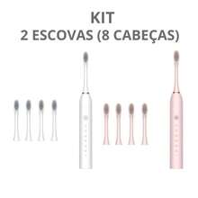 Kit Of 2 Rechargeable  Electric Toothbrushes IPX7 Waterproof 7 Modes Ultrasonic / 8 Heads - Pink+White Kit - View 1