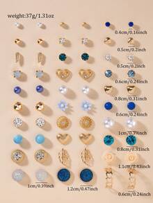 30对女士金属树、贝壳、珍珠、心形耳环套装，礼品 - 彩色 - 查看 6