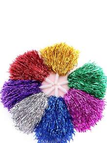 2pcs Handle Pom-Pom, Pom-Pom Cheerleading, Pom-Pom Dance, Pom-Pom, Cheerleading, Cheerleading Pom-Pom Ball, Confetti Pom-Pom, Rally Pom-Pom - Multicolor - View 2