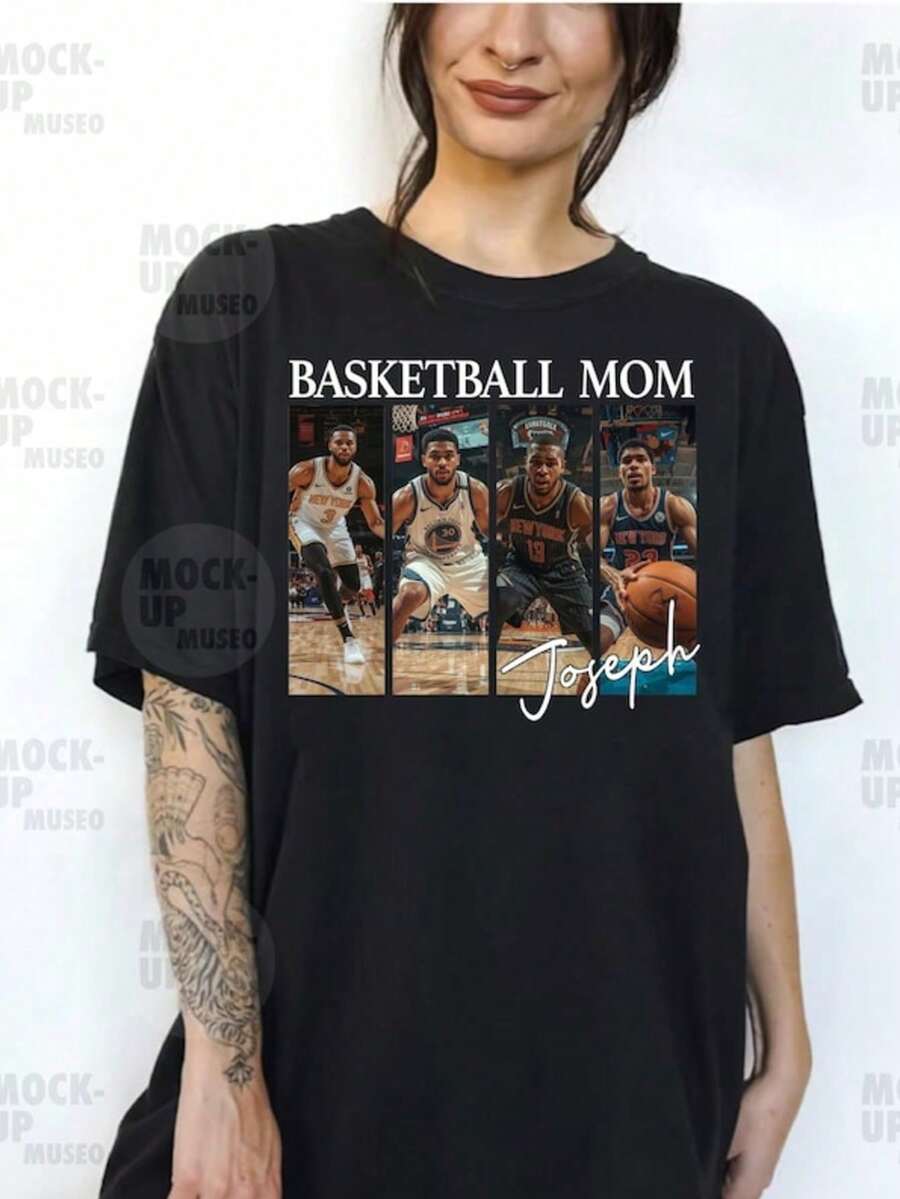 Personalized BASKETBALL Mom Player PNG_ Custom T-Shirt Design Digital Download - màu đen - Xem 1