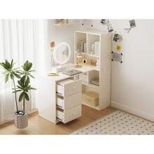 Office Desk - White + Wood - View 10