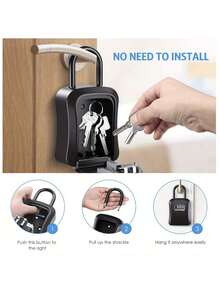 ABS Key Lock Box, Outdoor Lock Box For House Keys, Key Lock Box Wall Mount & Portable Combination Lockbox With Resettable Code, Security Lockbox For Outside House Keys, Apartment Realtors Spare Keys Storage - Multiple Styles - View 3