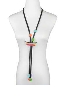 MARLIWOO 1件简约长款手工流苏项链，经典几何吊坠配饰，适合女性日常佩戴 - 彩色 - 查看 15