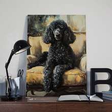 1pc Elegant Poodle Oil Painting Style Art Mural Print, Wood Frame Wall Art, Room Decor, Living Room Bedroom Easter Decoration - Friends And Family, Ready To Hang - Framed - View 9